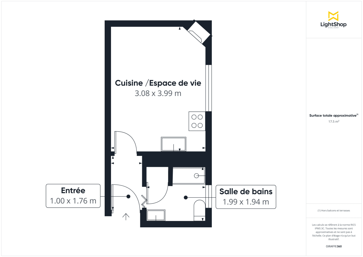 Appartement de 17.55 m² à Paris