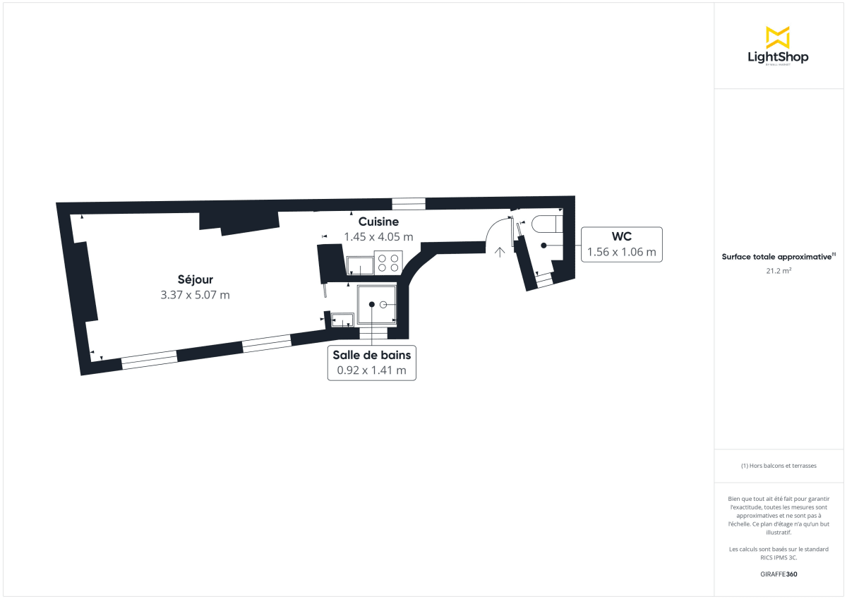 Appartement de 21.16 m² à Paris