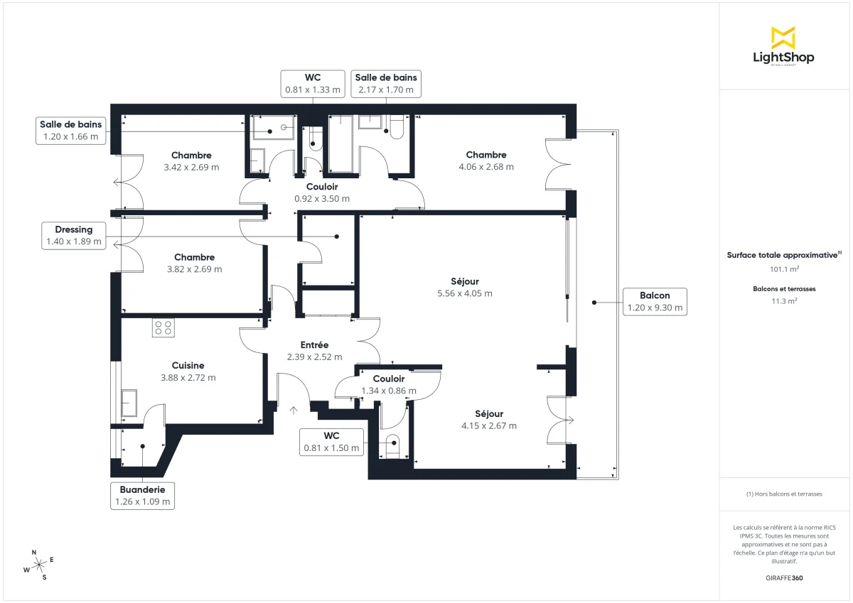 Appartement de 101.96 m² à Versailles