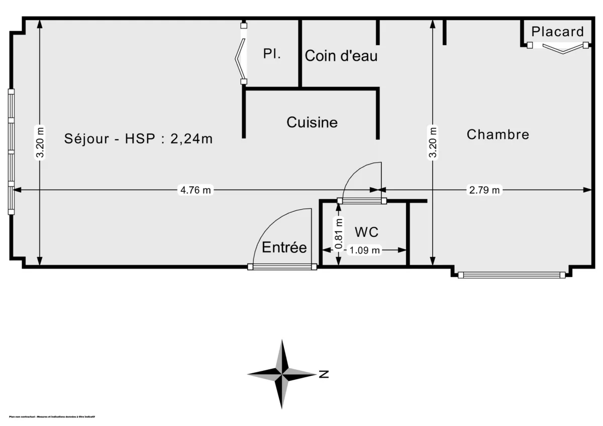 Appartement de 23.3 m² à Paris