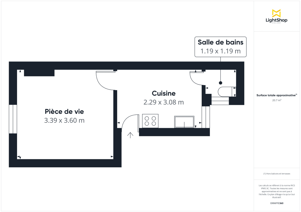 Appartement de 21.0 m² à Paris