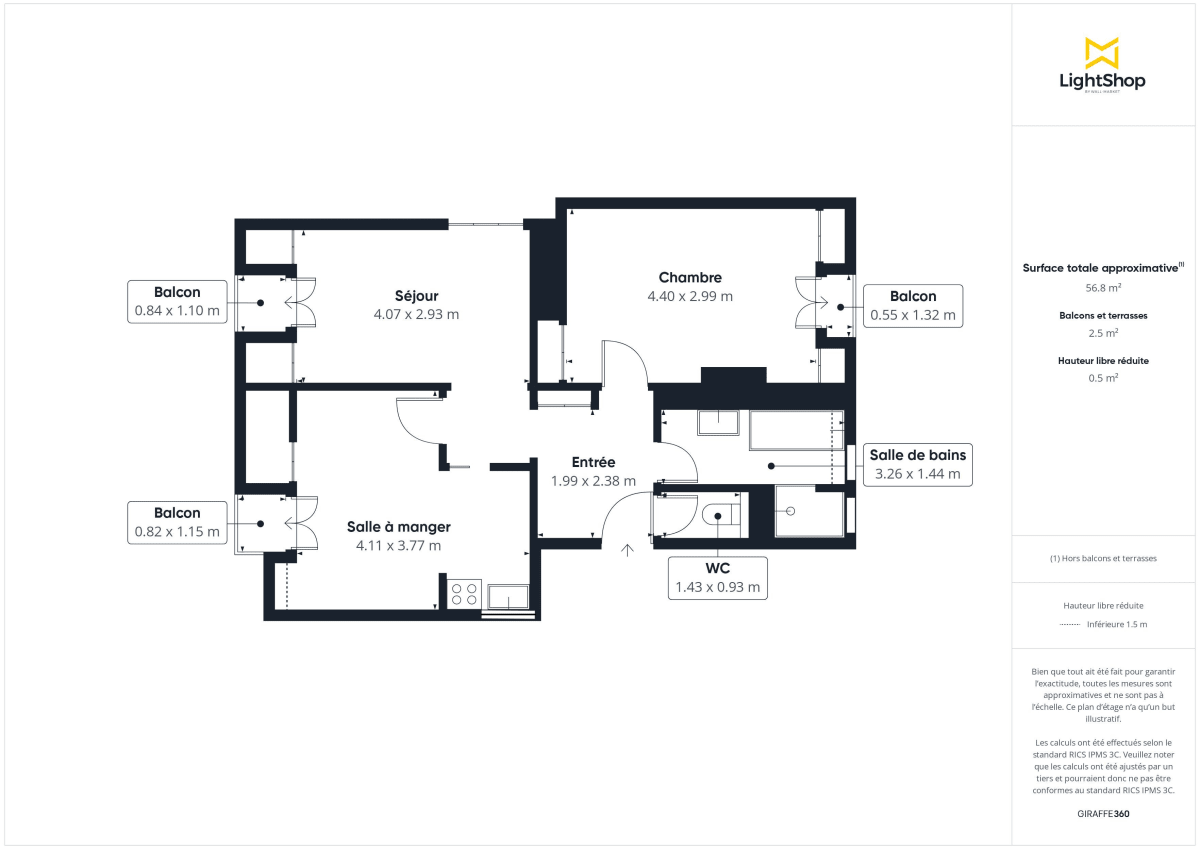 Appartement de 54.0 m² à Paris