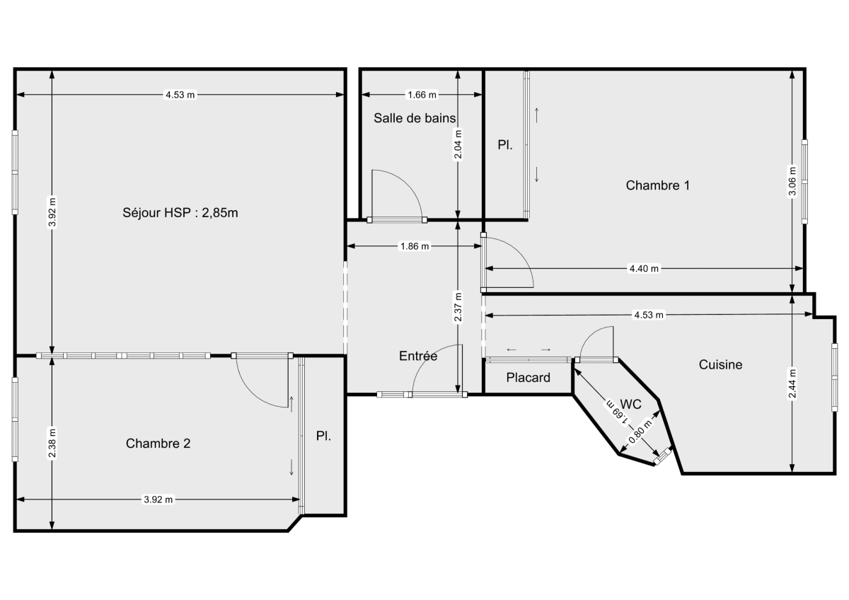 Appartement de 56.53 m² à Paris