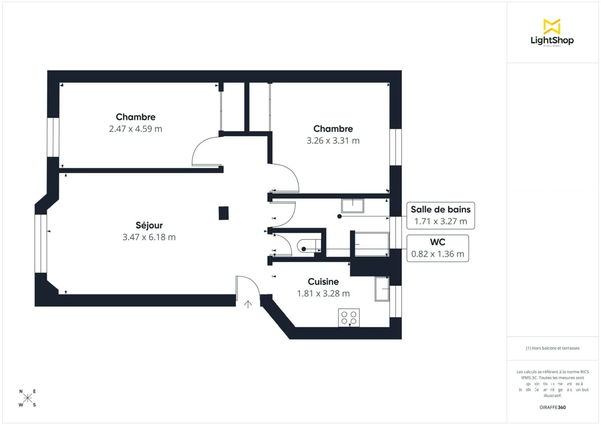 Appartement de 57.6 m² à Paris