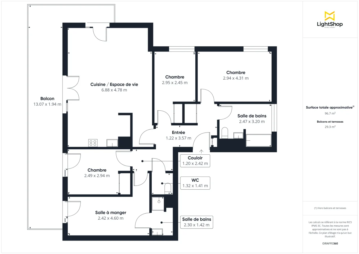 Appartement de 97.07 m² à Bordeaux