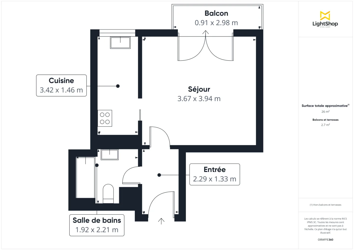 Appartement de 26.2 m² à Levallois-Perret