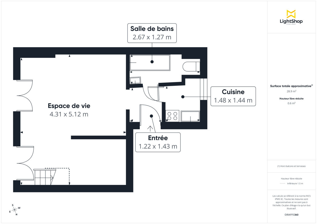 Appartement de 28.25 m² à Bordeaux
