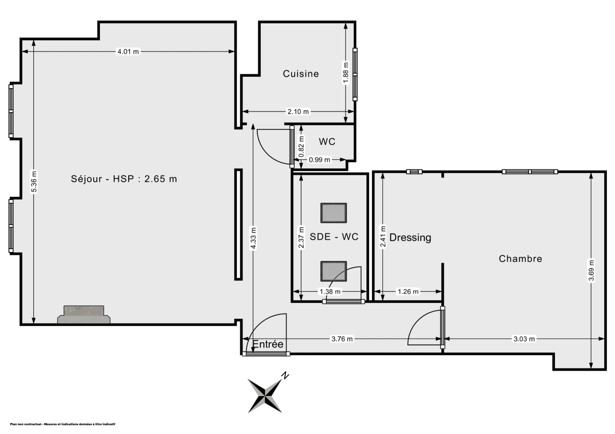 Appartement de 48.37 m² à Paris