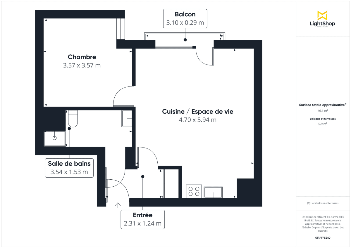 Appartement de 46.41 m² à Nantes