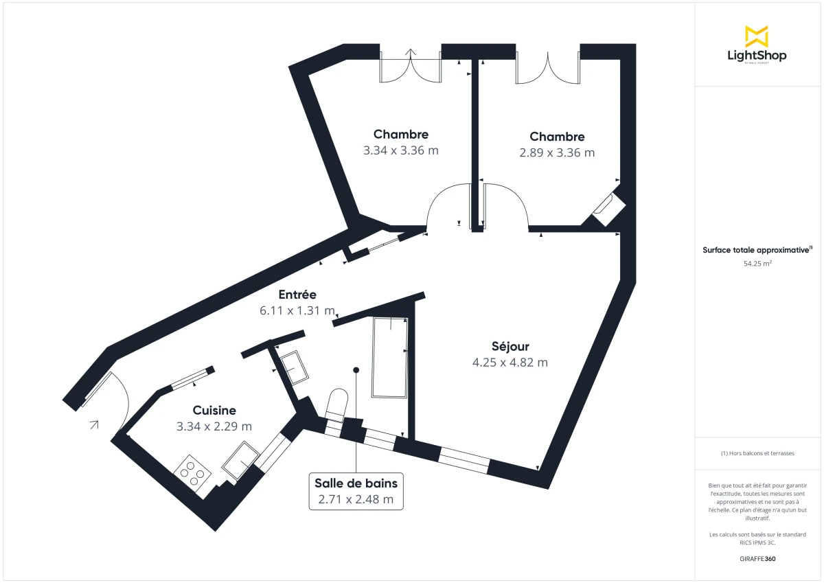 Appartement de 55.37 m² à Paris