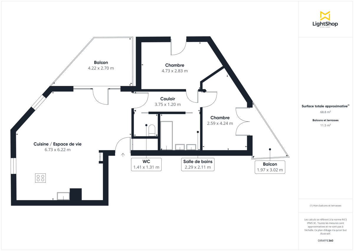 Appartement de 69.06 m² à Lyon