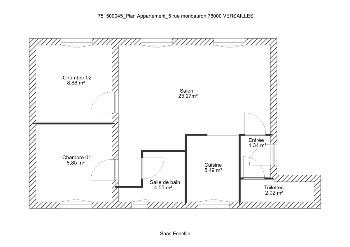 Appartement de 57.0 m² à Versailles