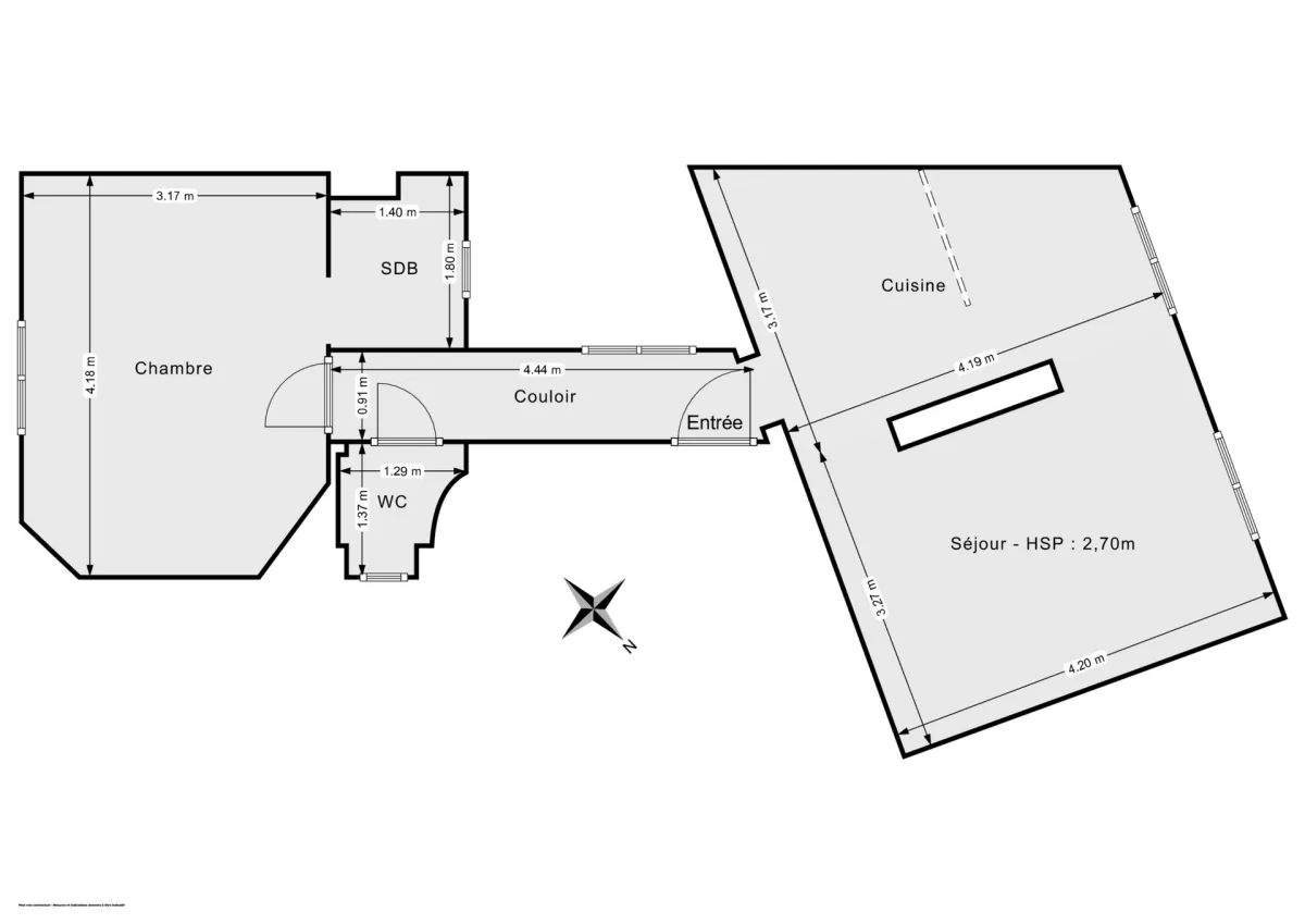 Appartement de 44.0 m² à Levallois-Perret