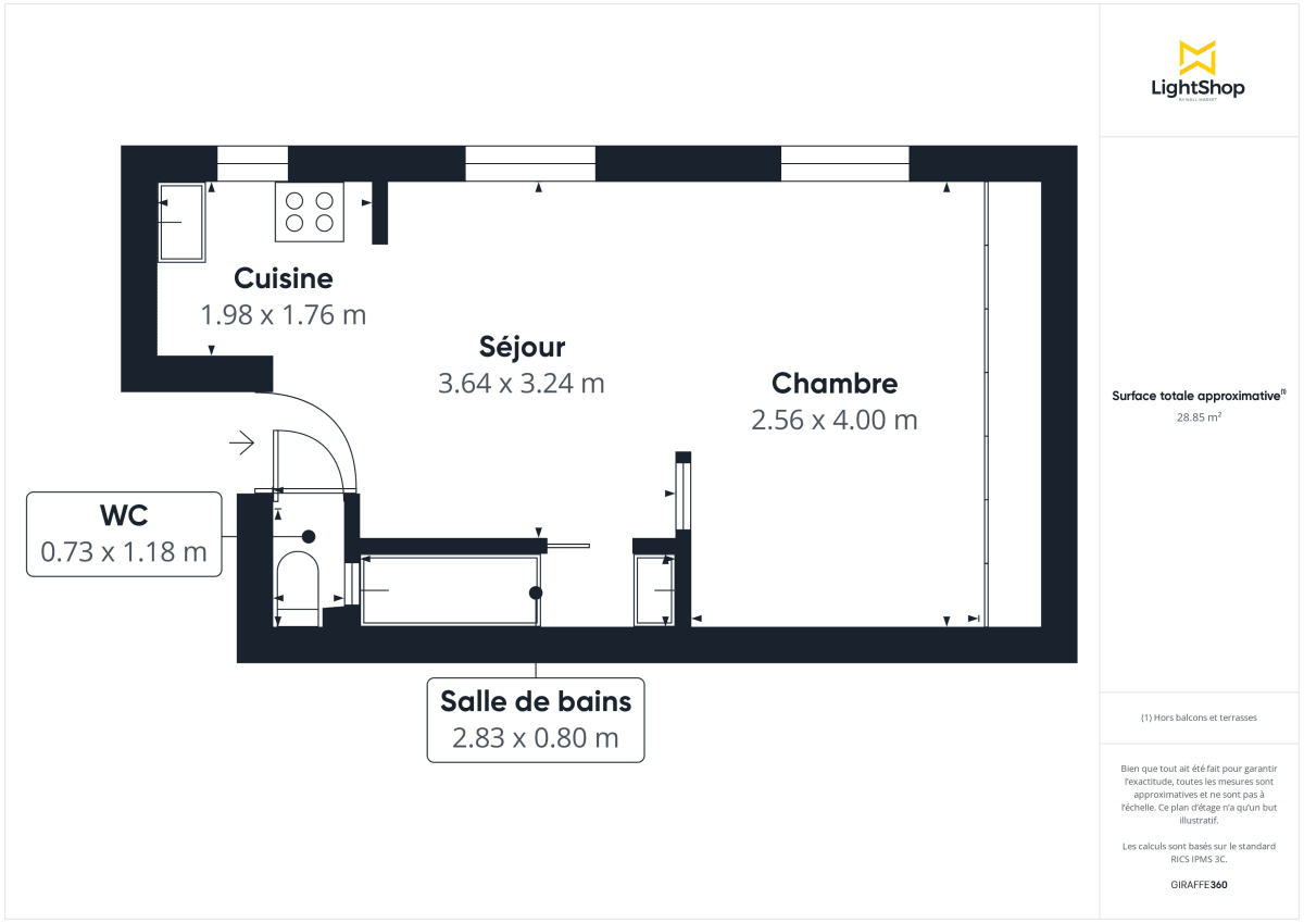 Appartement de 28.28 m² à Paris