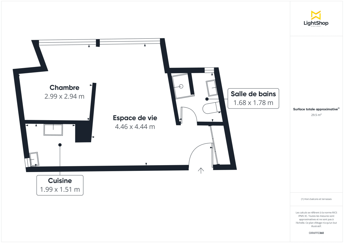 Appartement de 26.88 m² à Bordeaux