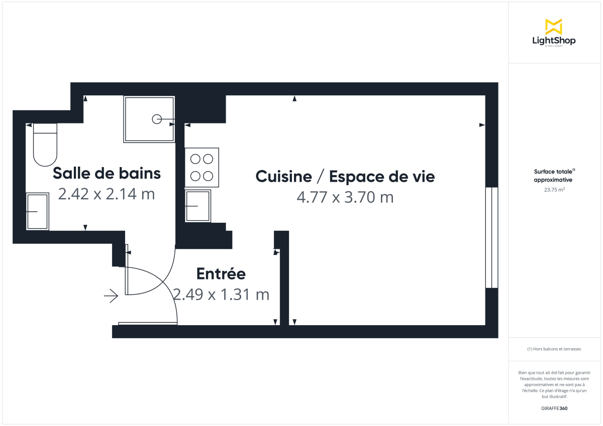 Appartement de 25.0 m² à Paris
