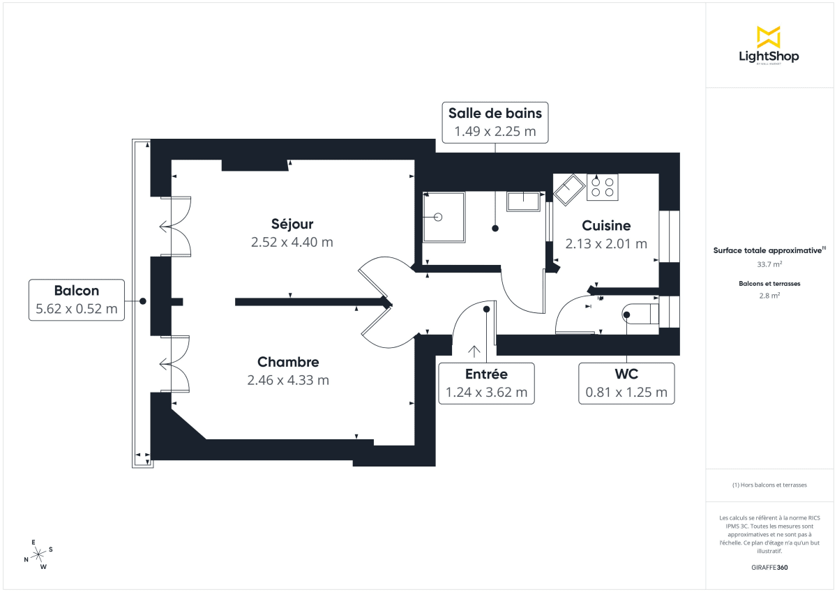 Appartement de 35.5 m² à Paris
