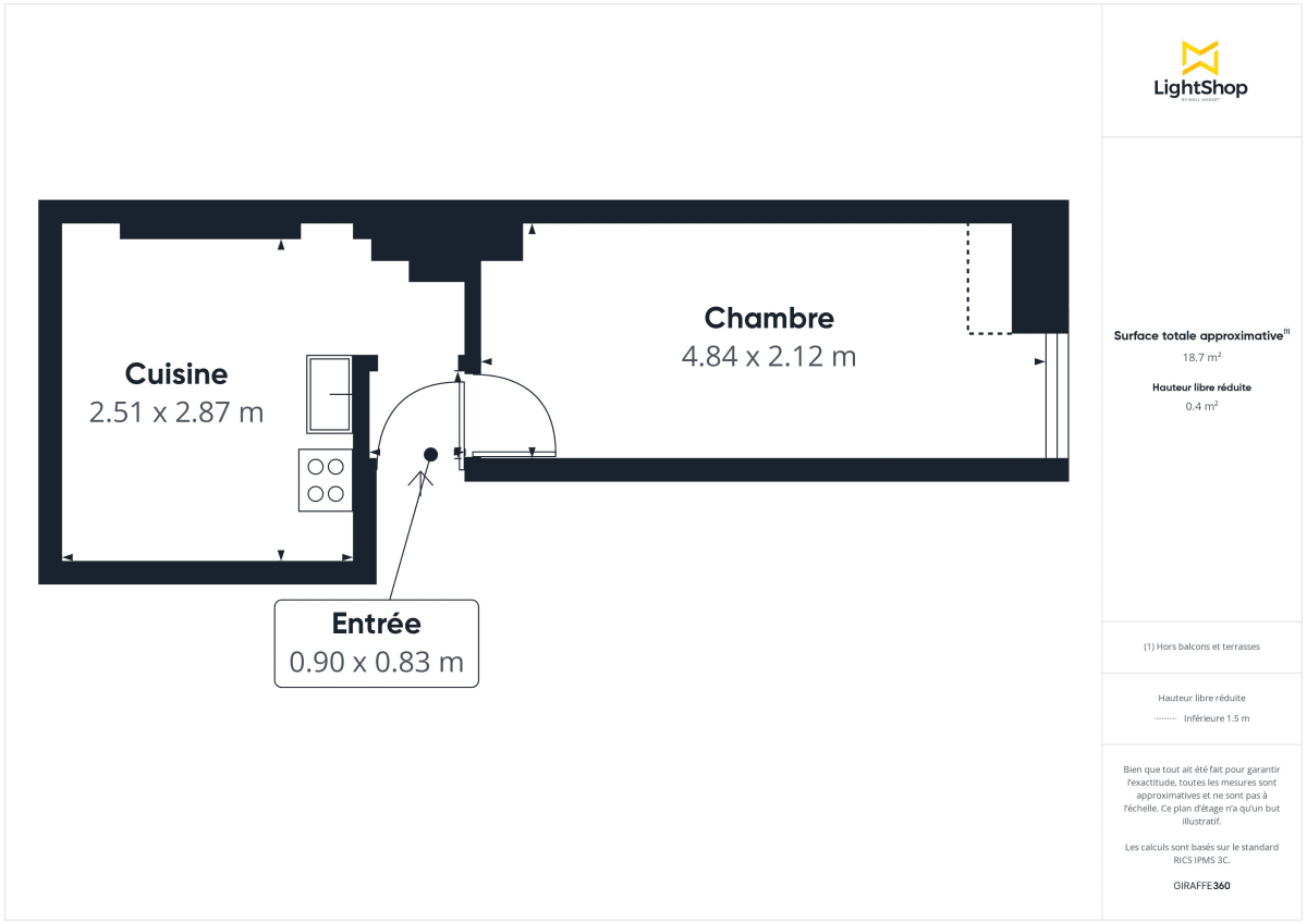 Appartement de 17.23 m² à Paris