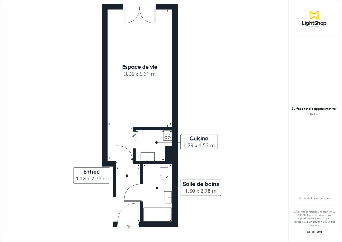 Appartement de 29.81 m² à Paris
