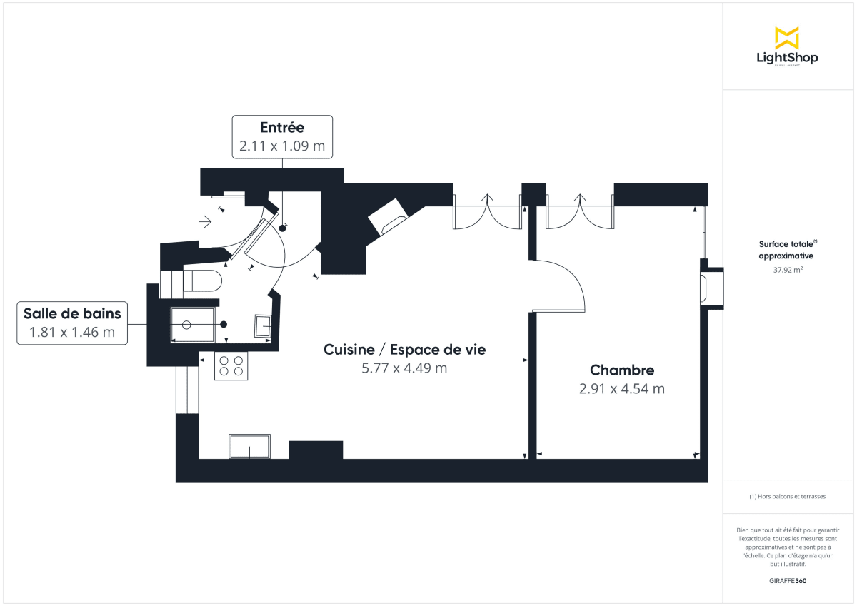Appartement de 37.5 m² à Paris