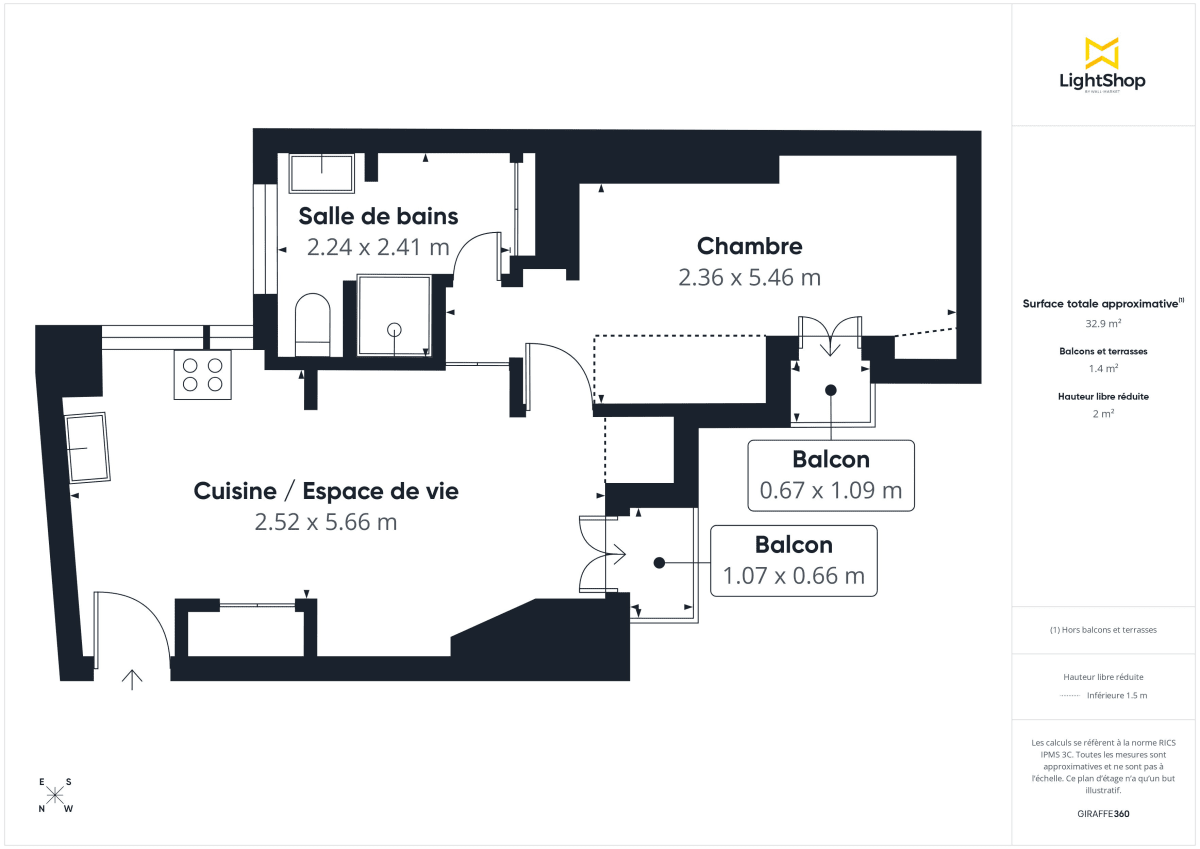 Appartement de 32.53 m² à Paris
