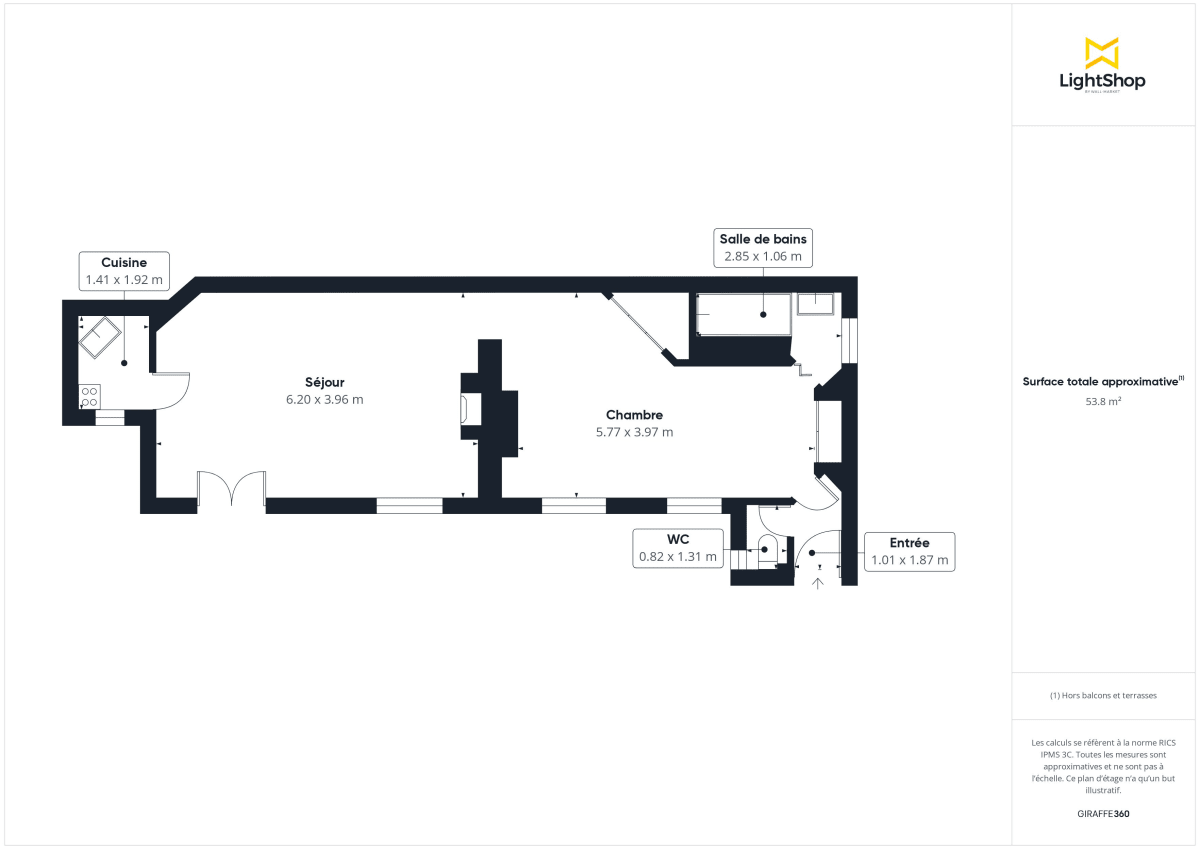 Appartement de 53.8 m² à Paris