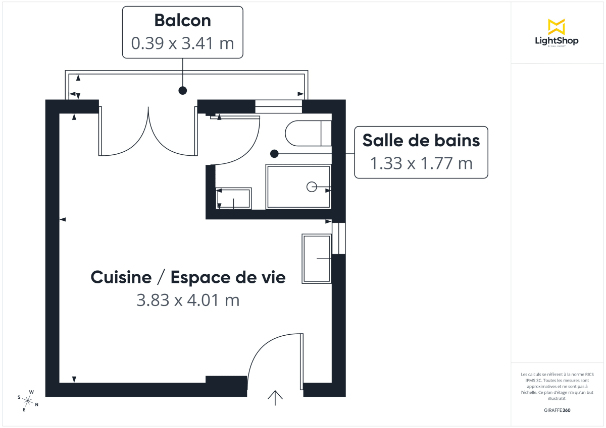 Appartement de 15.22 m² à Paris
