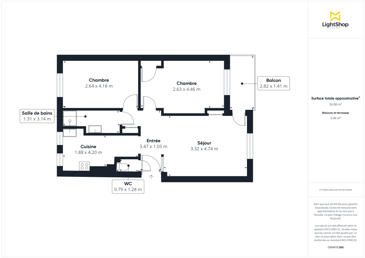 Appartement de 58.0 m² à Caluire-et-Cuire