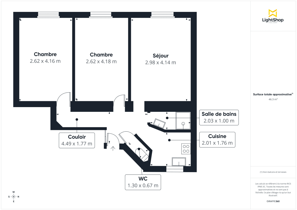 Appartement de 47.49 m² à Paris
