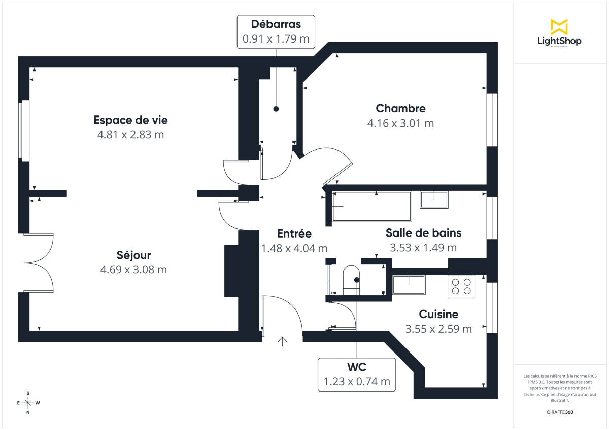 Appartement de 61.5 m² à Paris