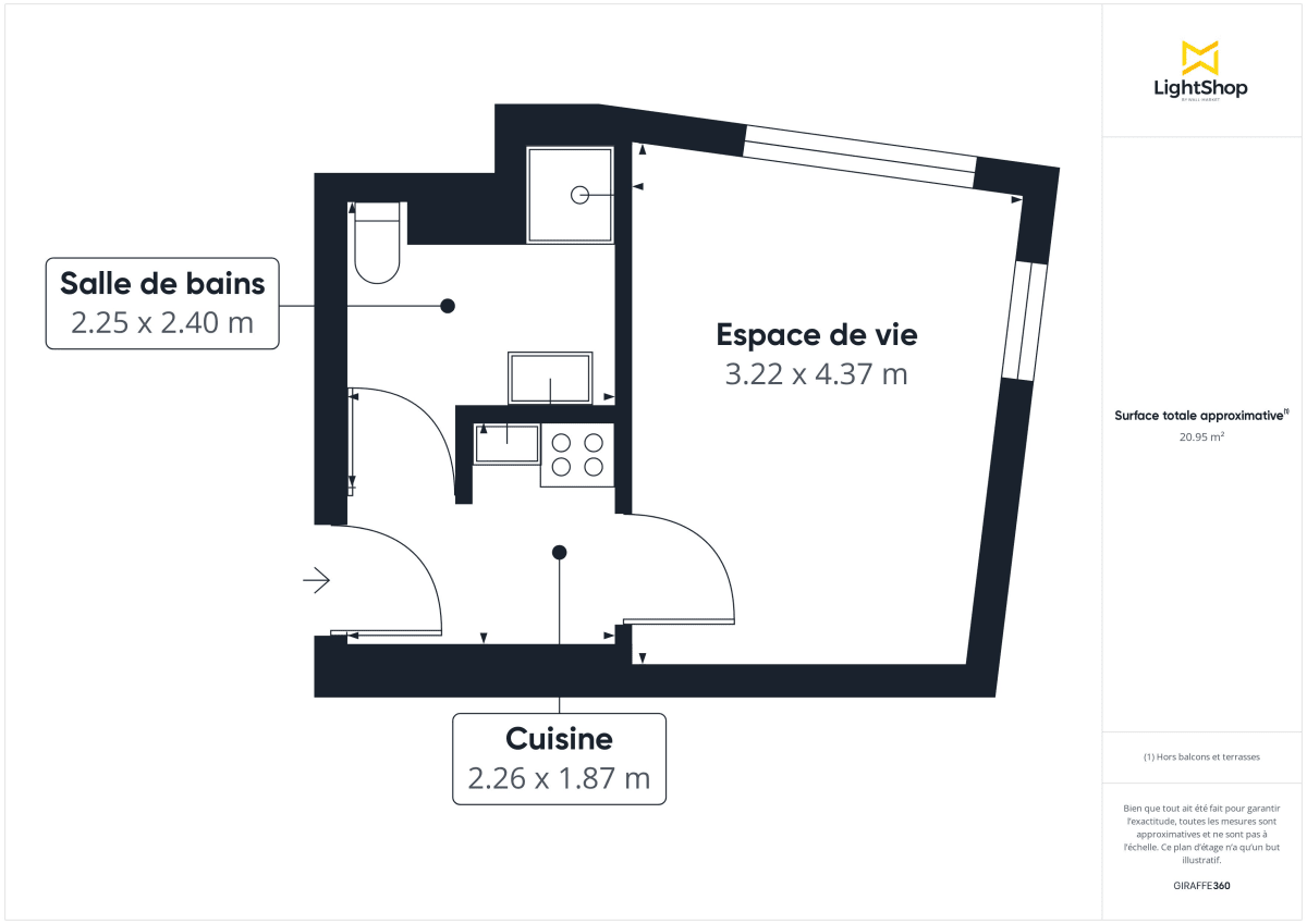 Appartement de 21.8 m² à Paris