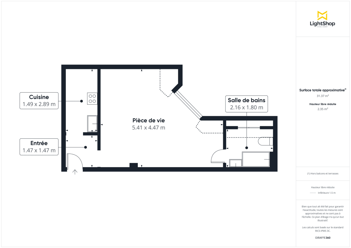 Appartement de 27.3 m² à Paris