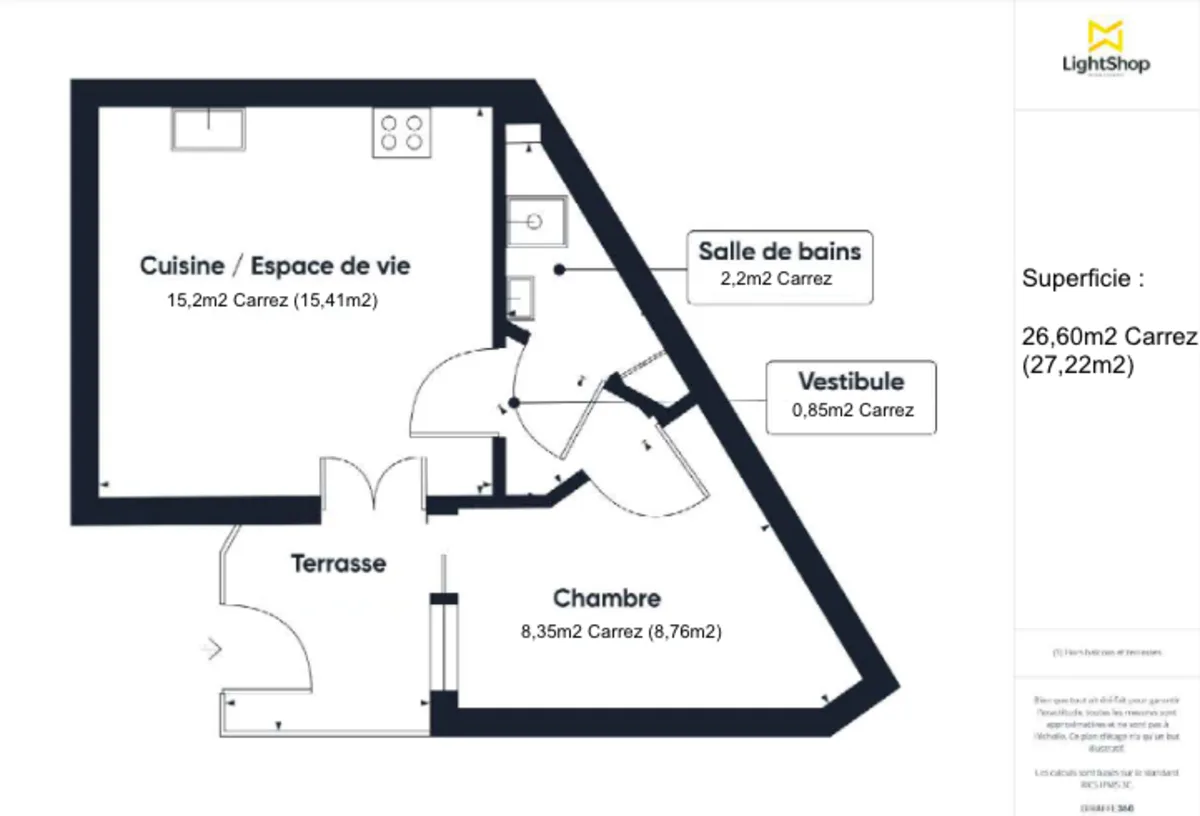 Appartement de 26.6 m² à Paris