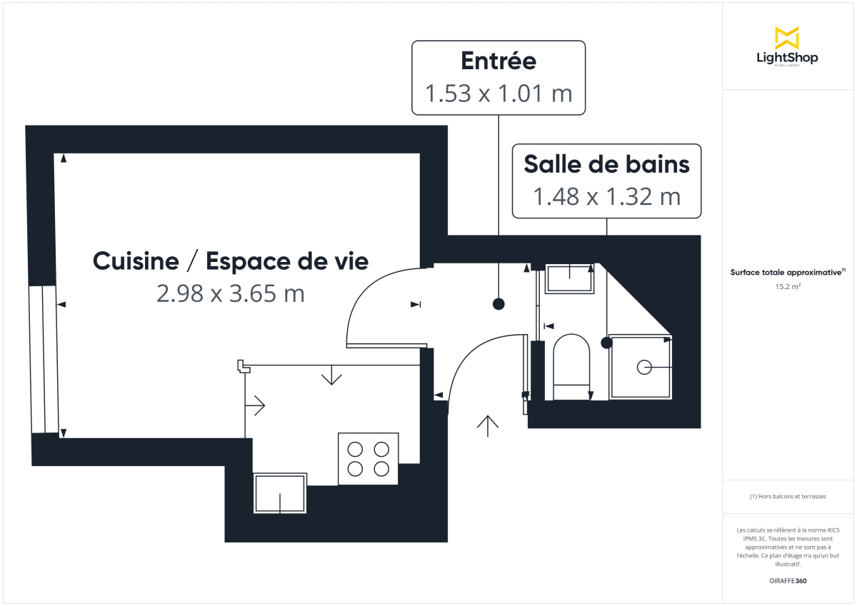 Appartement de 15.45 m² à Paris