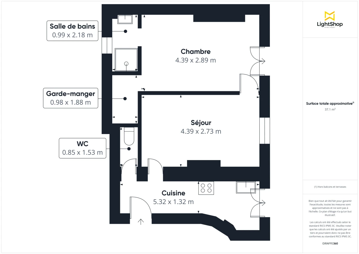 Appartement de 36.97 m² à Paris