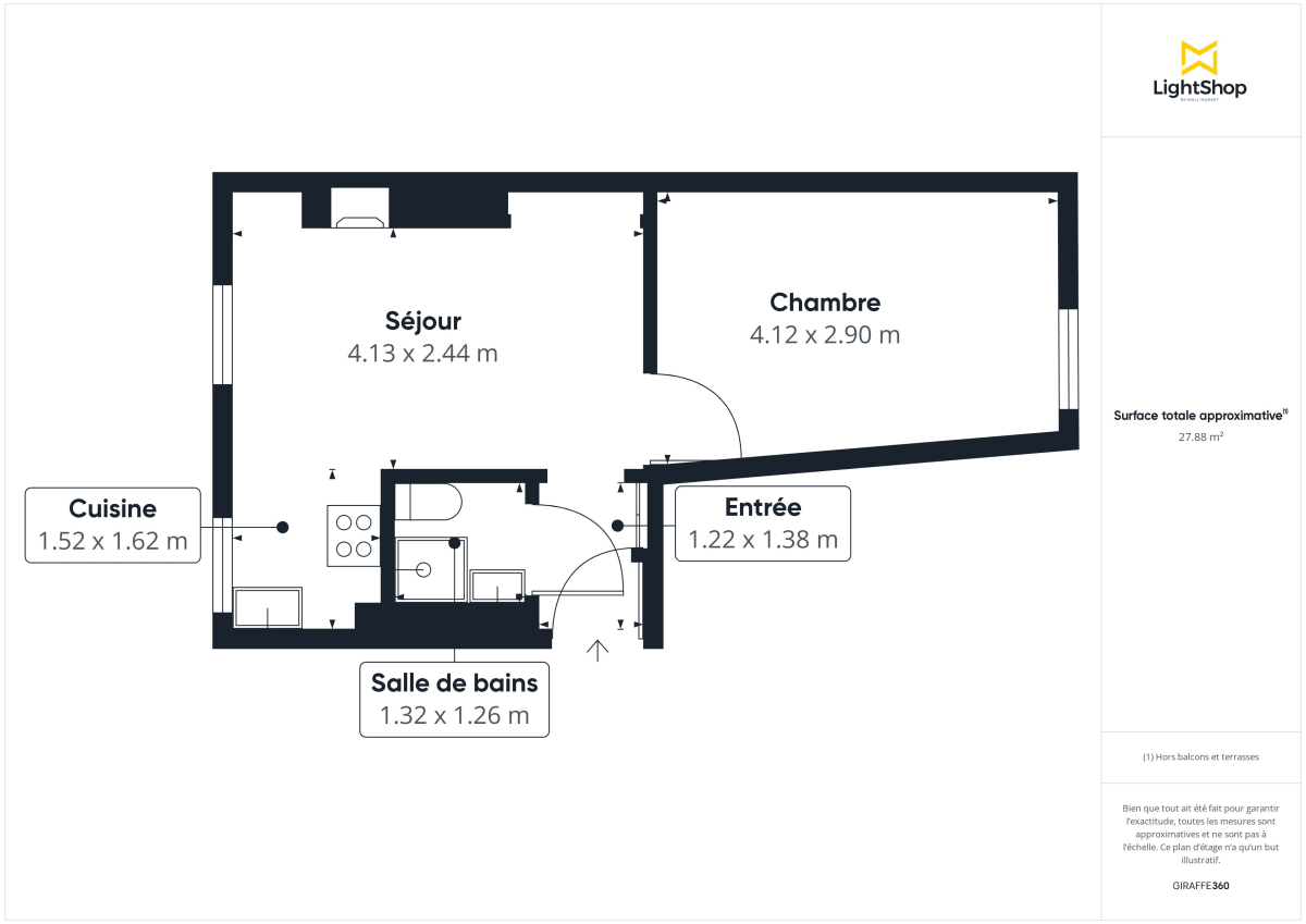Appartement de 27.0 m² à Paris
