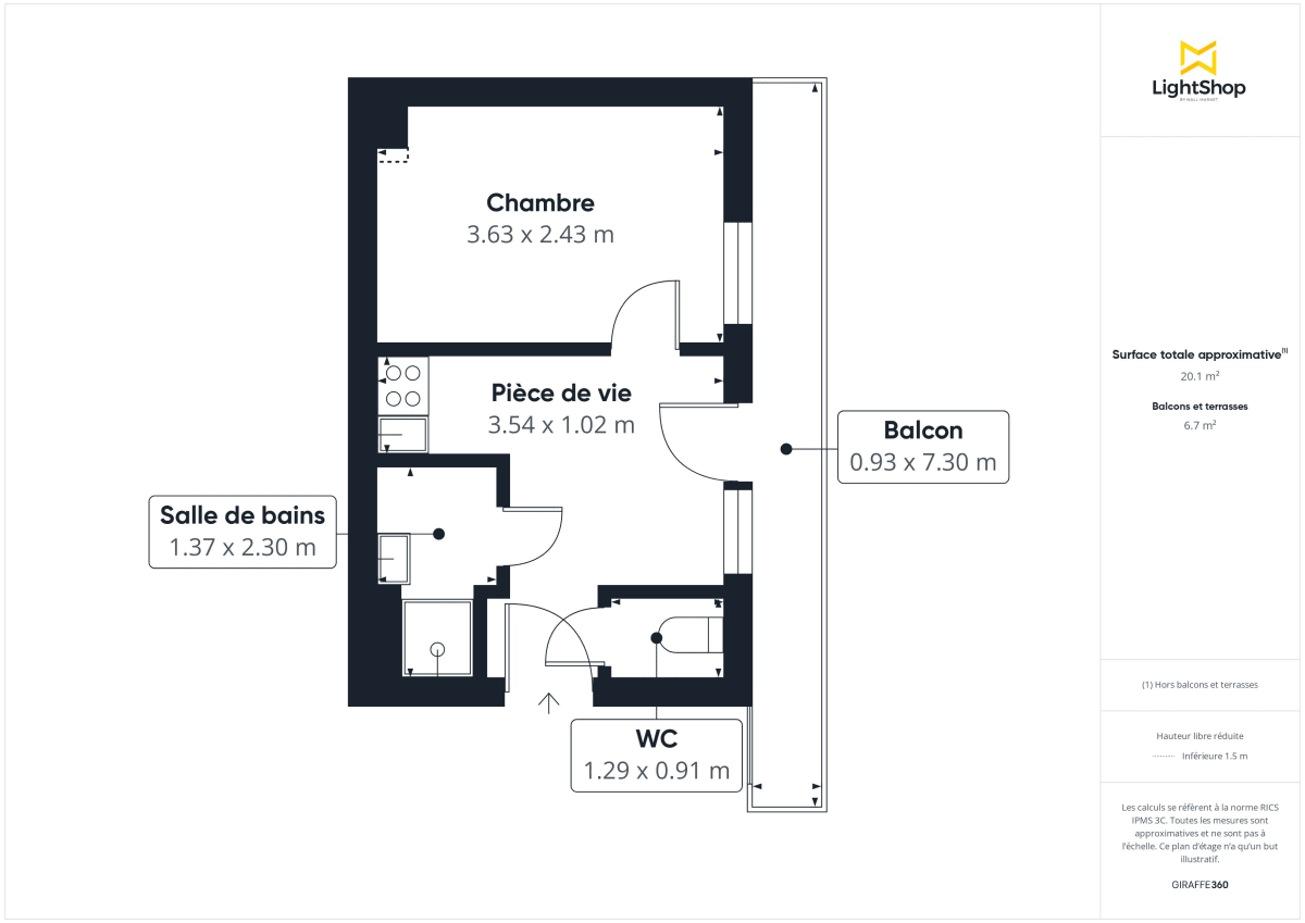Appartement de 20.5 m² à Levallois-Perret