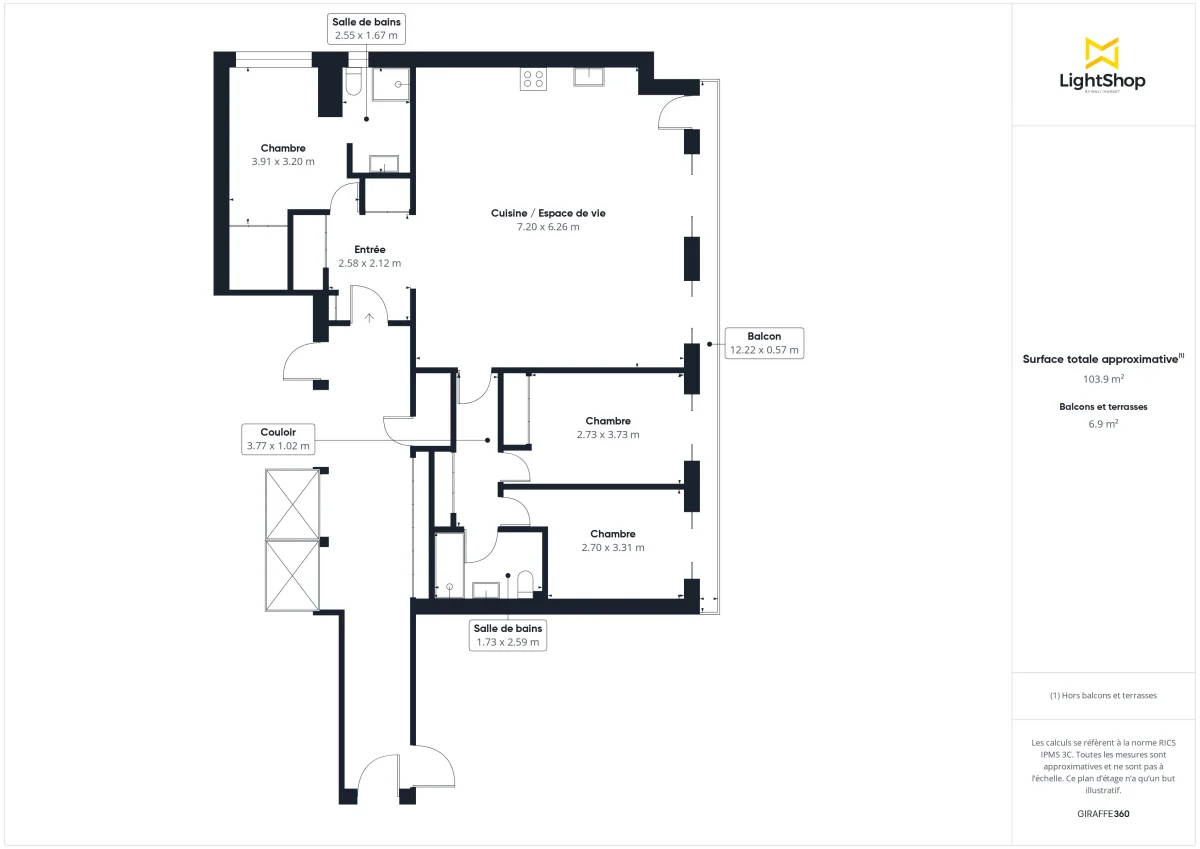 Appartement de 96.01 m² à Paris