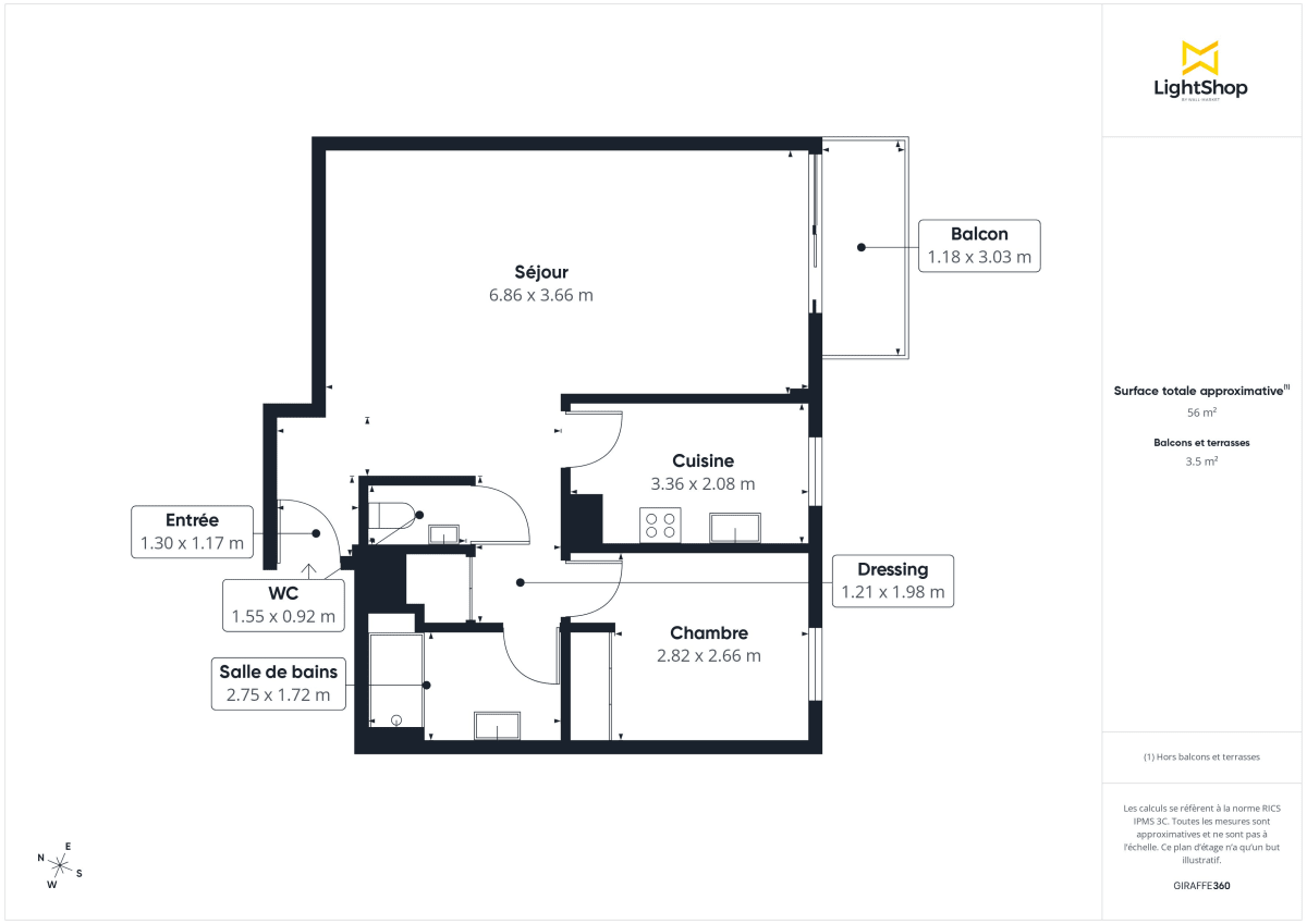 Appartement de 55.5 m² à Bordeaux