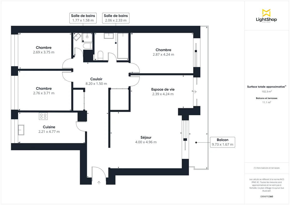 Appartement de 103.75 m² à Paris