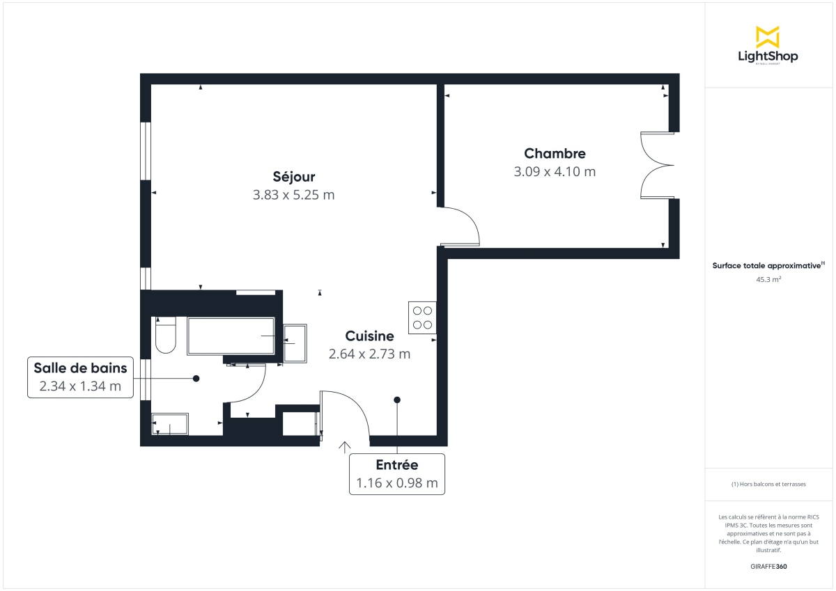 Appartement de 45.19 m² à Paris