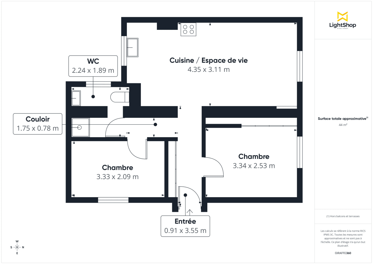 Appartement de 45.0 m² à Paris