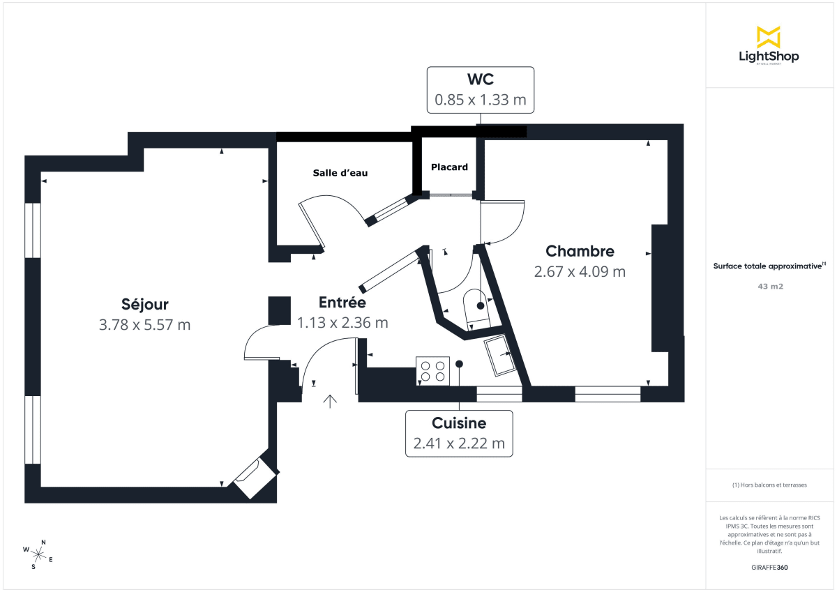 Appartement de 43.5 m² à Paris