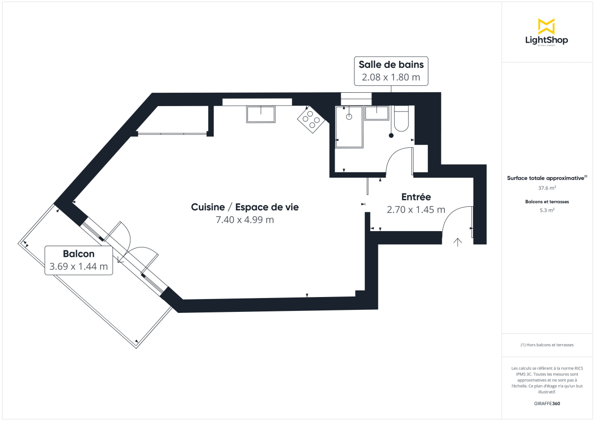 Appartement de 38.26 m² à Paris