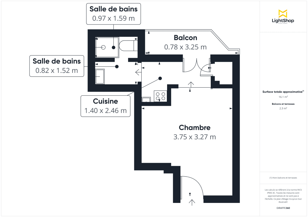 Appartement de 16.04 m² à Paris