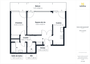 Appartement de 48.69 m² à Talence