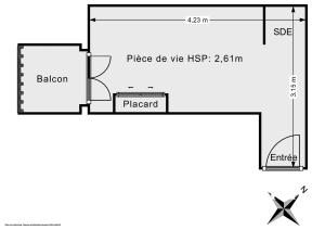 Appartement de 9.11 m² à Paris