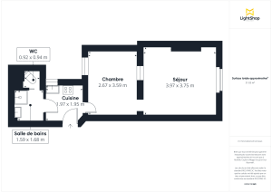 Appartement de 31.6 m² à Paris