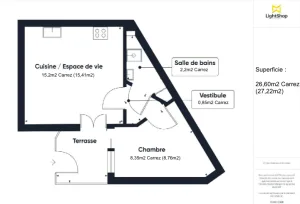 Appartement de 26.6 m² à Paris