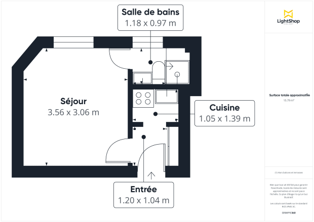 Appartement de 16.21 m² à Paris